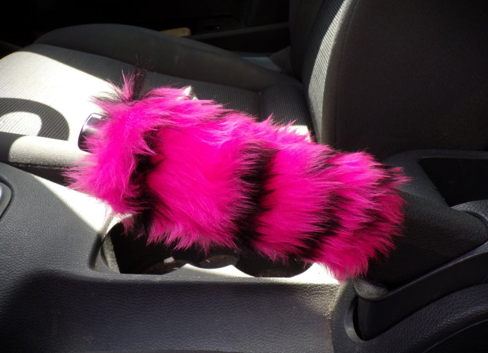 Fuzzy faux fur Pink Tiger Handbrake cover cute