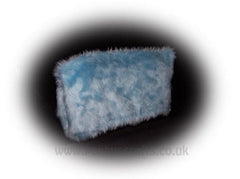 1 pair of Plain furry faux fur fluffy fuzzy plain car seat headrest covers choice of colour Baby Blue