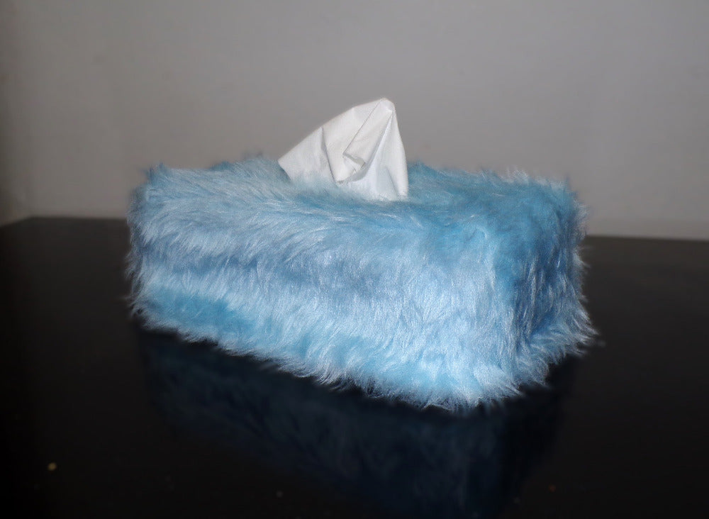 Baby Blue Fuzzy faux fur Rectangular Tissue Box Cover