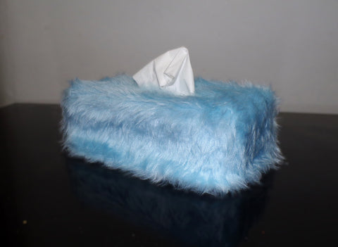 Baby Blue Fuzzy faux fur Rectangular Tissue Box Cover