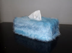Baby Blue Fuzzy faux fur Rectangular Tissue Box Cover
