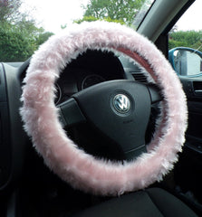 Fuzzy furry steering wheel cover choice of colour's Baby Pink