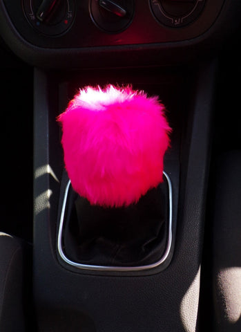 Barbie Pink Gear knob stick shift cover faux fur