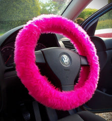 Fuzzy furry steering wheel cover choice of colour's Barbie Pink