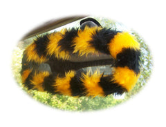 Fuzzy faux fur rear view interior car mirror cover in choice of print Bee