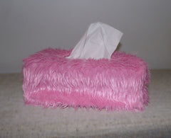 Blossom Pink Fluffy faux fur Rectangular Tissue Box Cover