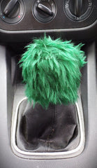Fuzzy faux fur Gear knob stick shift cover choose your colour Bottle Green