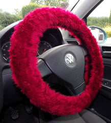 Fuzzy furry steering wheel cover choice of colour's Burgundy