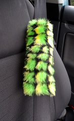 Fuzzy faux fur seatbelt pads in a choice of print's croc