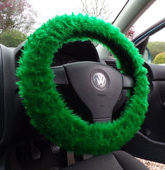 Fuzzy furry steering wheel cover choice of colour's Emerald Green