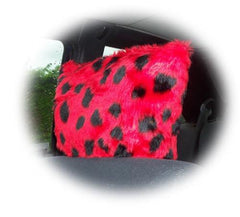 1 pair of Fuzzy Faux fur Headrest covers in a choice of print's ladybird
