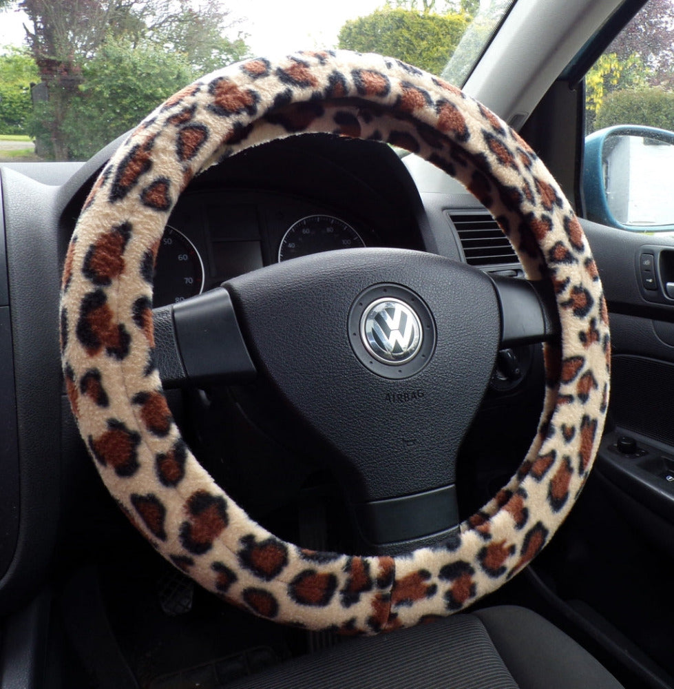 Lovely Leopard print fleece car steering wheel cover