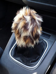 Large 7 Piece leopard print fluffy car accessories set faux fur