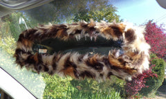 Leopard print faux fur furry fluffy fuzzy car mirror cover