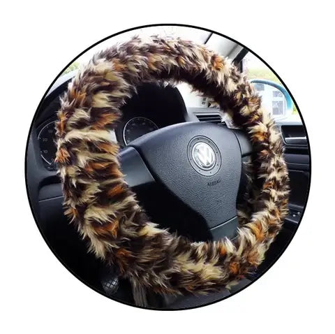 Fuzzy Faux fur Steering wheel cover in a choice of print's