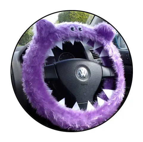 Fuzzy Monster car steering wheel cover Plain faux fur choice of colour