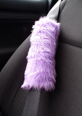 Lilac faux fur car seatbelt pads 1 pair
