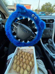 Royal Blue fluffy Monster car steering wheel cover