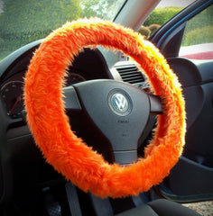 Fuzzy furry steering wheel cover choice of colour's Orange
