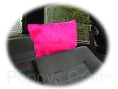 1 pair of Plain furry faux fur fluffy fuzzy plain car seat headrest covers choice of colour Barbie Pink