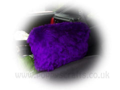 1 pair of Plain furry faux fur fluffy fuzzy plain car seat headrest covers choice of colour Purple