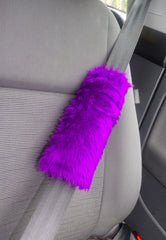 1 pair of furry faux fur car seat belt pads covers choice of colour Purple