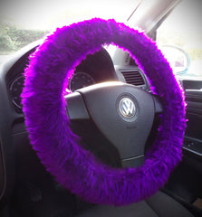 Fuzzy furry steering wheel cover choice of colour's Purple