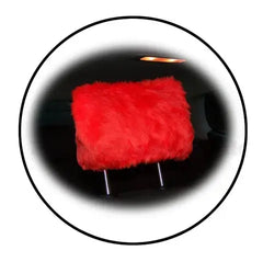 1 pair of Plain furry faux fur fluffy fuzzy plain car seat headrest covers choice of colour