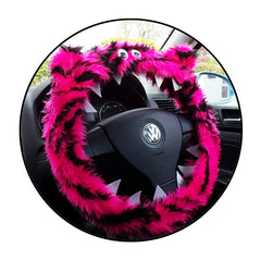 Fuzzy Monster car steering wheel cover Printed faux fur choice of print