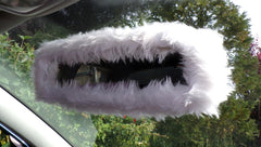 Pretty fluffy White faux fur rear view mirror cover