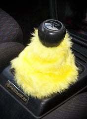 Sunshine Yellow fuzzy faux fur gear stick gaiter cover