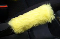 Bright Yellow fuzzy faux fur Handbrake cover cute