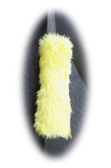 1 pair of furry faux fur car seat belt pads covers choice of colour Yellow