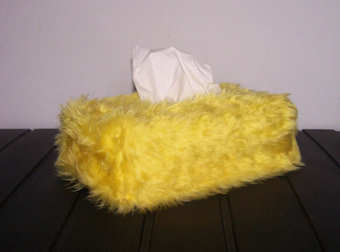 Yellow Fluffy faux fur Rectangular Tissue Box Cover