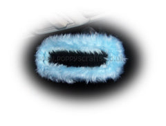 Pretty faux fur Baby Blue rear view interior car mirror cover