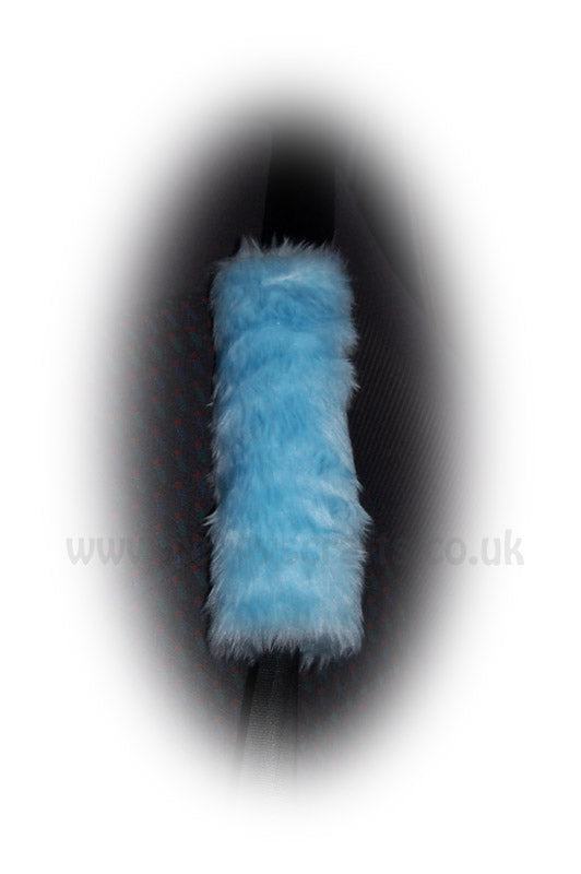 Single fluffy faux fur seatbelt pad / shoulder pad in choice of colour Baby Blue