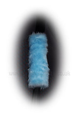 Single fluffy faux fur seatbelt pad / shoulder pad in choice of colour Baby Blue