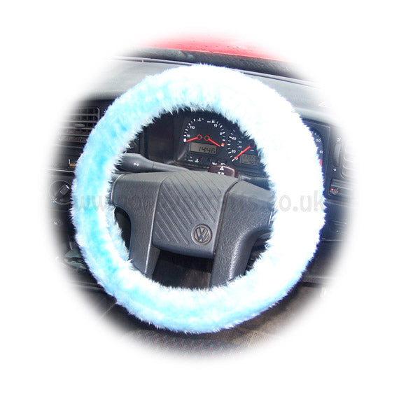 Fuzzy furry steering wheel cover choice of colour's Baby Blue
