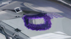 Purple faux fur fuzzy rear view interior car mirror cover