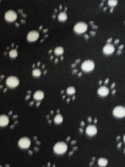 Paw print fleece car steering wheel cover in black and white and multi-coloured