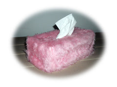Fluffy faux fur Rectangular Tissue Box Cover choice of colours Blossom Pink
