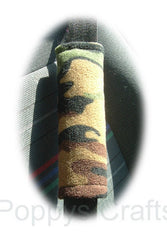 Camouflage print Fleece Car Steering wheel cover & matching seatbelt pad set