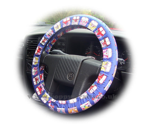multi-coloured Campervan cotton car steering wheel cover