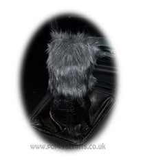 Fuzzy faux fur Gear knob stick shift cover choose your colour Dark Grey