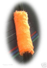 Fuzzy faux fur Orange car seatbelt pads furry and fluffy 1 pair
