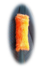 Single fluffy faux fur seatbelt pad / shoulder pad in choice of colour Orange