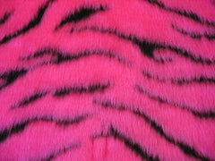 Pink and black tiger stripe fuzzy faux fur seatbelt pads 1 pair