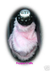 fluffy faux fur Baby Pink car accessories set Gear knob gaiter mirror and handbrake covers