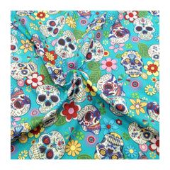 Sugar skulls hearts and diamonds turquoise steering wheel cover