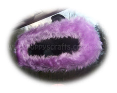 Pretty faux fur Lilac rear view interior car mirror cover fluffy and fuzzy